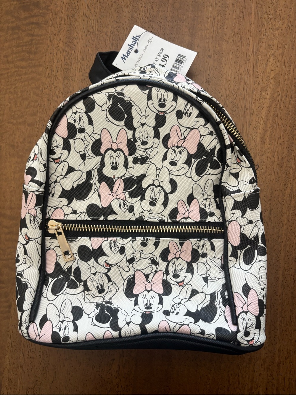 Disney Minnie Mouse Allover Print Mini Backpack - Pink, Black & White